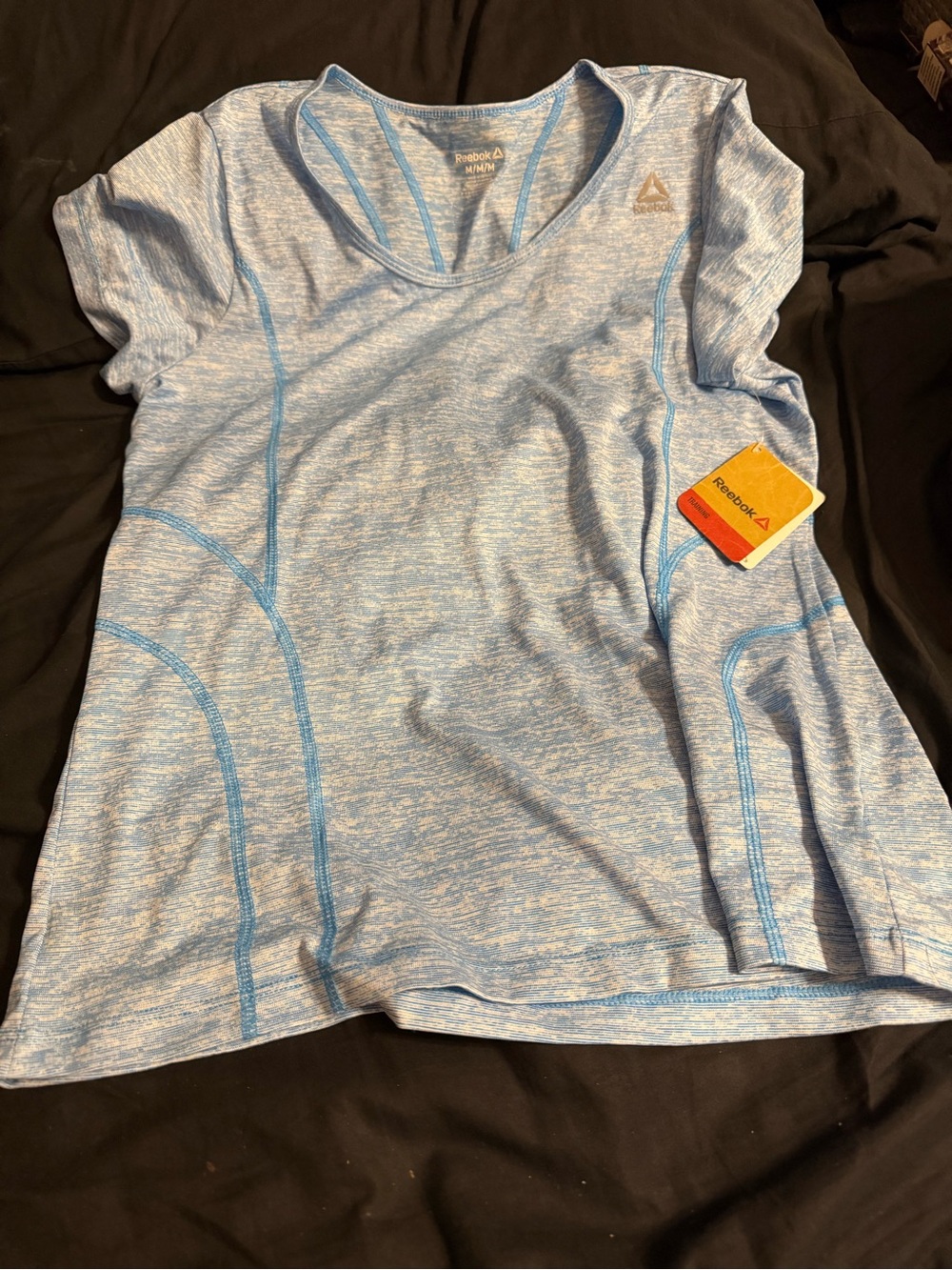Reebok Light Blue Heather Performance Short Sleeve Tee